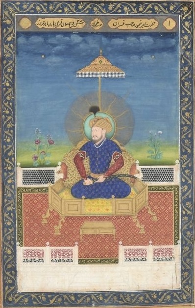 Portrait of Timur - from a loose Indian courtly album with enthroned portraits of Mughal Emperors and their ancestors
